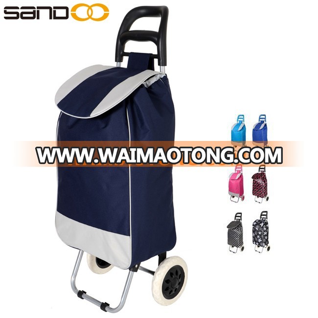 Wholesale vegetable trolley shopping bag, customized shopping trolley bag with 2 wheels